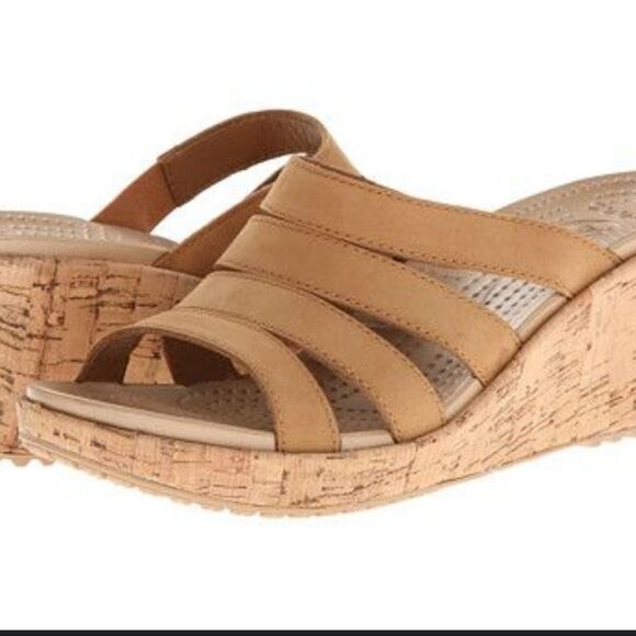 CROCS A-LEIGH CORK WRAP WEDGE WOMEN'S SANDAL - Picture 1 of 16